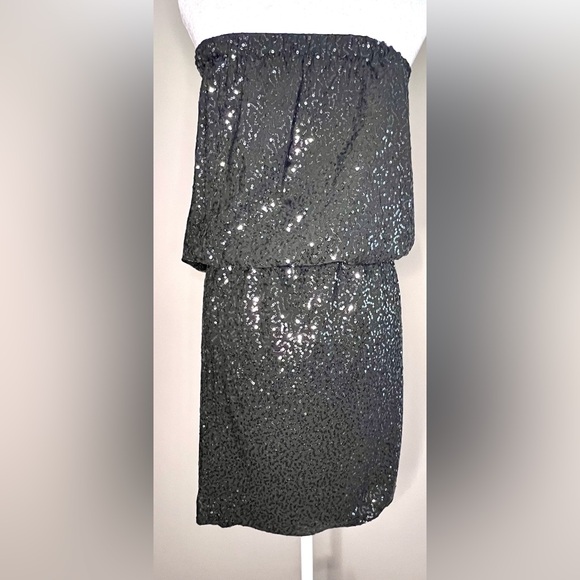 Tibi Sparkle Tube Dress – Charcoal Sequin Cocktail Mini - Picture 7 of 14